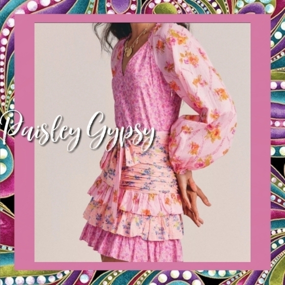 BOHEMIAN LOVE SHACK STYLE PINK FLORAL DRESS - Picture 8 of 16